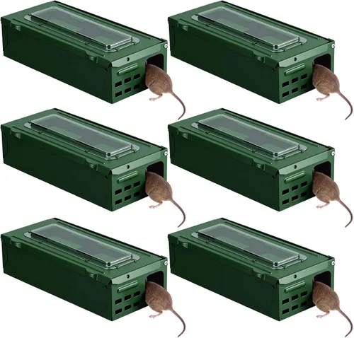 Miniatura 11 de Qualirey - Paquete de 2 trampas para ratones Multi Catch, trampa para ratones con tapa transparente humanizada, trampa para roedores para control