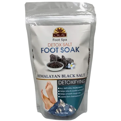 Miniatura 8 de Okay Exfoliante para pies de sal negra del Himalaya con algas marinas, 6 onzas