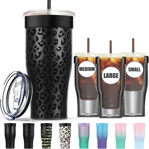 Miniatura 8 de Funda universal para café helado - Funda aislante reutilizable de acero inoxidable de doble pared mejorada para bebidas frías, se ajusta a tazas