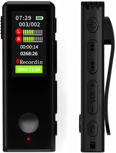 Grabadora Lavalier de 64GB - Grabadora de voz digital con reproducción ideal para reuniones/conferencias/entrevistas, grabadora mini portátil
