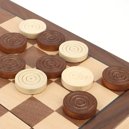 Miniatura 5 de Piezas de madera de damas, 24 piezas de madera con bolsa de almacenamiento, piezas de madera de primera calidad para backgammon, ideal para piezas