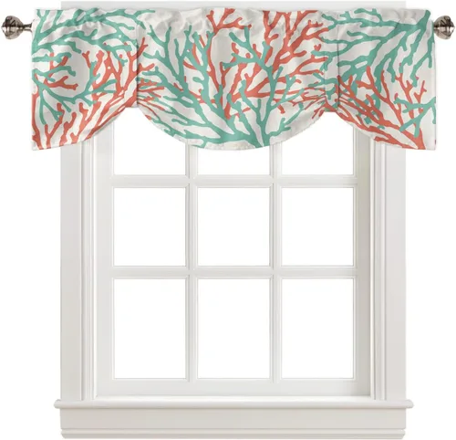 Miniatura 17 de Cortinas de verano con cenefa de amarre para ventanas, cortinas costeras de cocina costeras para ventanas, cortinas náuticas junto al mar, beige