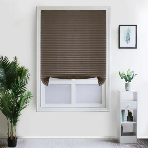Miniatura 13 de Paquete de 2 persianas temporales para ventana, persianas plisadas autoadhesivas sin cordón sin taladro, persianas de tela para oscurecer la Blanco