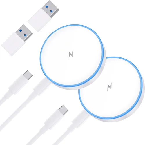 Para cargador MagSafe: 2 paquetes de 15 W cargador inalámbrico magnético de carga rápida para iPhone 16 15 14 13 12 Series y AirPods 4-2 Pro, imán