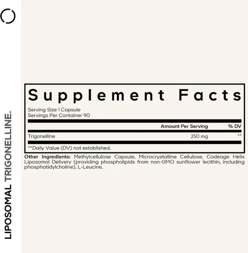 Miniatura 2 de Codeage Trigonelina liposomal - 250 mg por cápsula - Suministro de 3 meses - Alcaloide a base de plantas - Entrega liposomal para biodisponibilidad