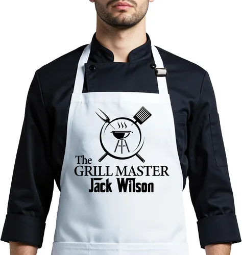 Miniatura 8 de Delantal para barbacoa y parrilla, regalo personalizado para el día del padre para papá, maestro de parrilla, abuelo, delantal de chef, delantales