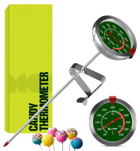 Termómetro para dulces con clip para olla - Termómetro de aceite para fritura profunda y fabricación de velas - Verde