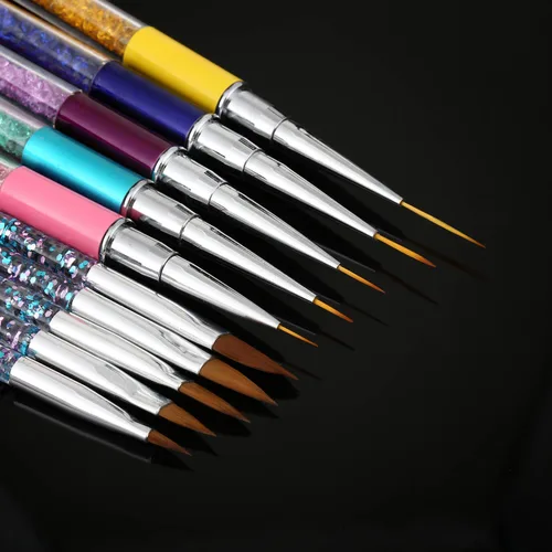 Miniatura 6 de Mudder Juego de 10 pinceles para arte de uñas, pinceles para delineadores de uñas finas para tallar en gel, pintura, limpieza, dibujo, acrílico