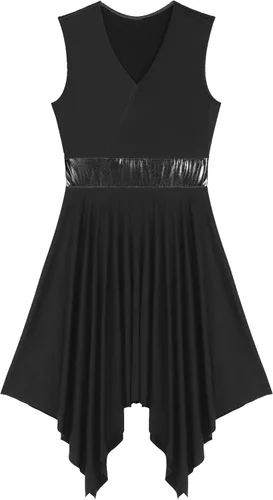 Miniatura 110 de easyforever Vestido de baile sin mangas con bloques de color para mujer, alabanza litúrgica, ropa de baile lírico, vestido de bata de adoración