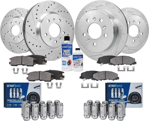 Miniatura 78 de Detroit Axle - Rotores de freno para Ford 2013-2019 Explorer Taurus Flex Lincoln MKT MKS, rotores de freno de disco ranurados perforados de repuesto