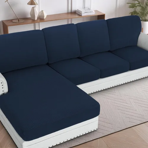 Miniatura 47 de H.VERSAILTEX Fundas para sofá seccional, 4 piezas, fundas de cojín de asiento de sofá en forma de L, fundas de cojín separadas para chaise longue