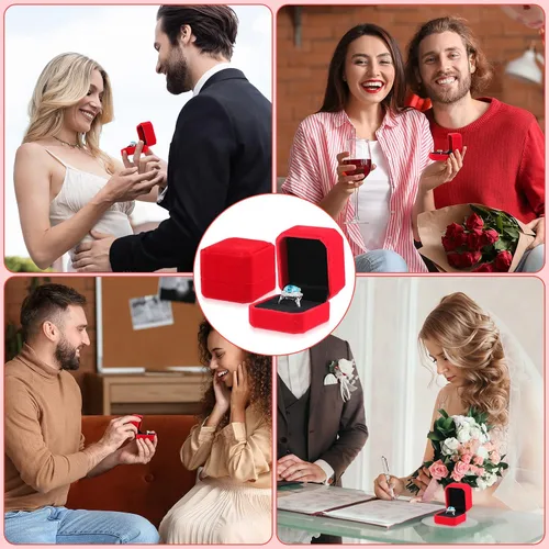 Miniatura 12 de Laumoi Caja de terciopelo para anillos de 36 piezas para ceremonia de boda, cajas de joyería de compromiso, estuche de exhibición para anillos