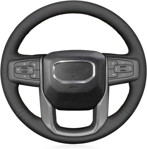 Miniatura 15 de MEWANT Funda para Volante para GMC Sierra 1500 / Sierra 1500 Limited/Sierra 2500 / Sierra 3500/ Yukon (XL) Envoltura de Volante Cosida a Mano