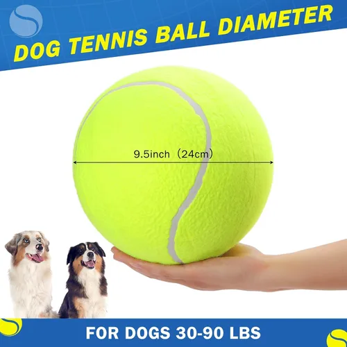 Miniatura 6 de SCENEREAL Pelota de tenis gigante para perros, paquete de 2, pelotas de tenis grandes de 9.5 pulgadas de grosor mejorado para perros, juguetes