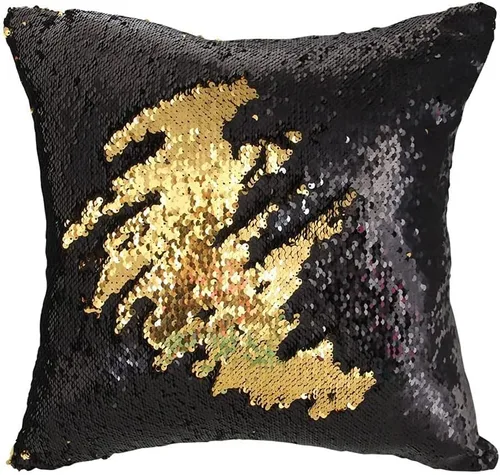 Miniatura 14 de MOCOFO Fundas de almohada decorativas de lentejuelas mágicas reversibles 16x16-2 de plata a oro + 2 de oro a negro de ante premium para habitación 4