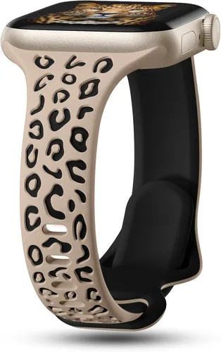 Miniatura 17 de CreateGreat Correas Delgadas con Grabado de Leopardo Compatibles con Apple Watch de 41mm 40mm 38mm 49mm 46mm 45mm 44mm 42mm para Mujeres, Correa