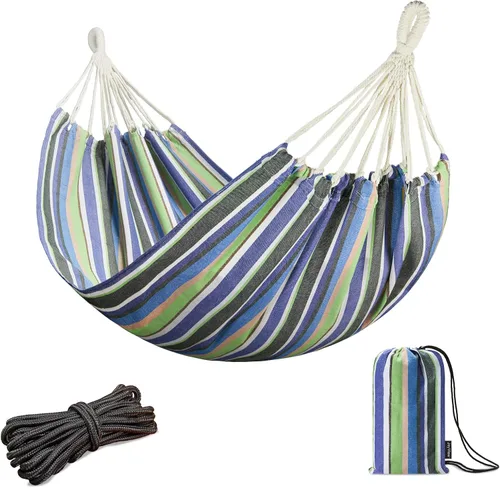 Miniatura 17 de JoyView Hamaca individual de macramé bohemia con cuerdas para colgar y elegantes borlas, hamaca portátil de algodón de 78.8 x 39.4 pulgadas