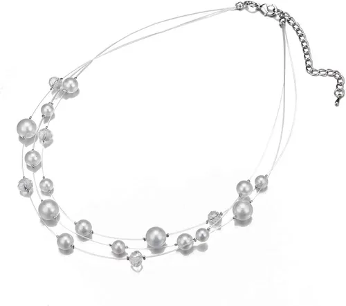 Miniatura 4 de Collar a capas con cristal para mujer, gargantilla con cadena de plata gruesa, regalo de cumpleaños para mujer