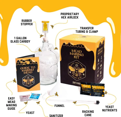 Miniatura 3 de Craft A Brew - Kit de fabricación de hidromiel - Kit reutilizable para hacer tu propio hidromiel - rinde 1 galón de hidromiel