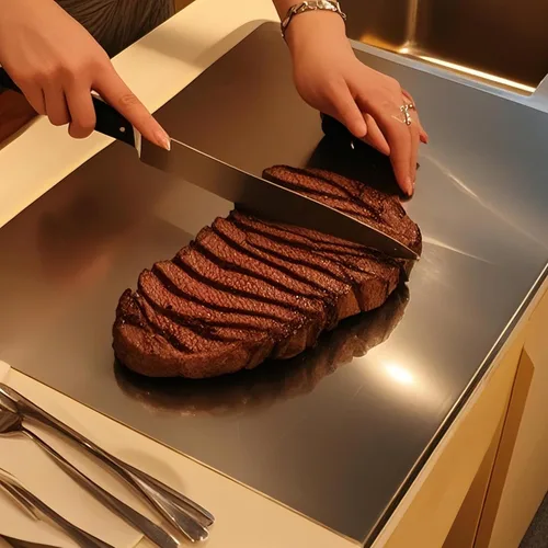 Tablas de cortar de acero inoxidable para cocina, alfombrillas de corte para amasar, tabla de corte de metal para carne, frutas, verduras, pan y