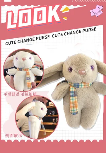 Miniatura 4 de BONICI Chicas y mujeres creativas y bonitas orejas grandes cálida bufanda suave con colgante de conejo llavero llavero de Año Nuevo bolso de mano