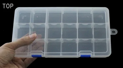 Miniatura 6 de Qualsen Paquete de 4 cajas organizadoras de plástico de 18 rejillas con divisores ajustables, caja organizadora de cuentas para joyas, cuentas