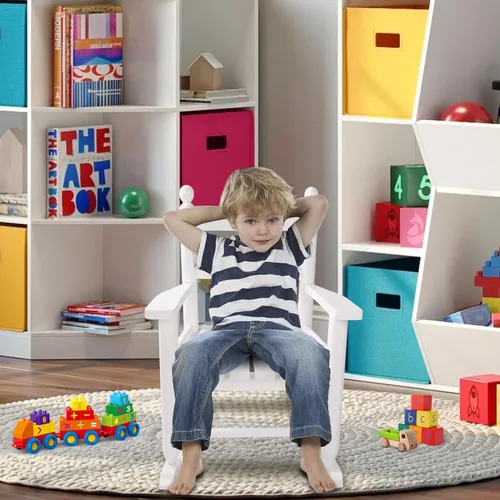 Miniatura 2 de Mecedora de madera para niños, cómoda mecedora reclinable para niños de 3 a 6 años, silla de descanso para bebés y niños, sala