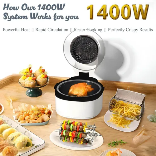 Miniatura 5 de Combo de horno tostador de freidora de aire 8 en 1: freidora de aire de vidrio grande de 7.5 cuartos de galón para la familia, tecnología HotAir
