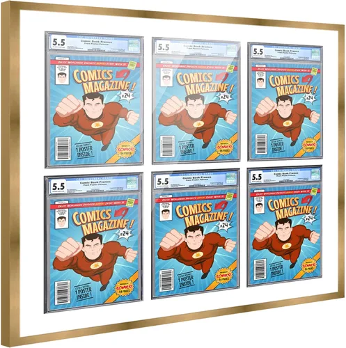 Miniatura 41 de Marco de cómic con paspartú para 8 CGC, CBCS o PGX Graded Comics - Marco de cómic blanco para cómics de 8.125 x 13 pulgadas Marco blanco