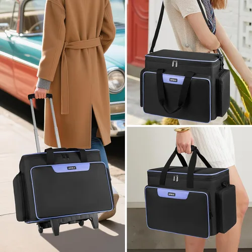 Miniatura 7 de LEFOR·Z Estuche rodante para máquina de coser con ruedas, bolsa de transporte para máquina de coser, bolsa de mano con carrito para la mayoría