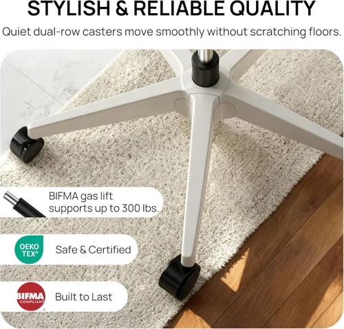 Miniatura 8 de CabLady S1 Petite Silla ergonómica de escritorio para el hogar con reposapiés y reposacabezas, soporte lumbar fijo de respaldo alto con almohada