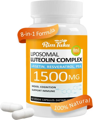 Suplemento de luteolina liposomal de 1500 mg fórmula 8 en 1 con fisetina, guisante, cúrcuma, potente absorción de flavonoides activos optimizados