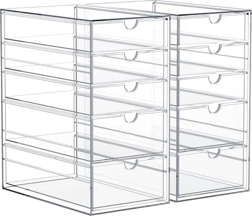 Sorbus Organizador de maquillaje con 10 cajones, organizador de cajones de acrílico para maquillaje, organización y almacenamiento de oficina,
