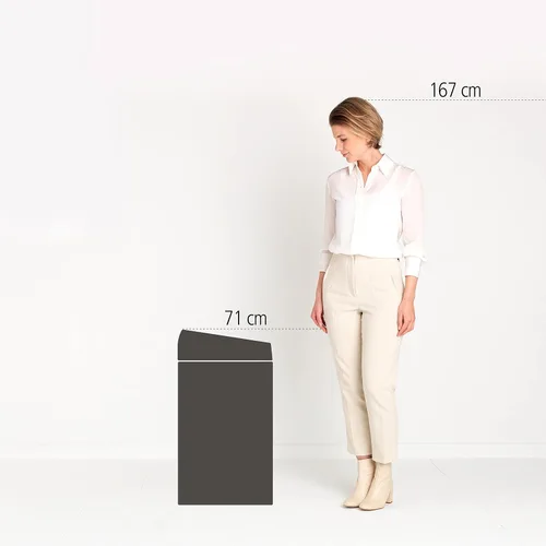 Miniatura 5 de Brabantia Bote de basura grande de 16 galones (beige suave) tapa extraíble, cubo de basura abierto suave al tacto