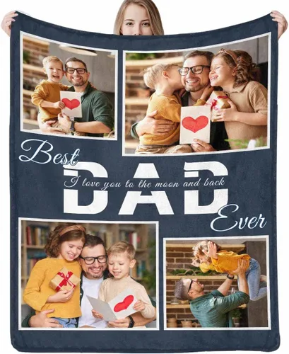 Miniatura 36 de Artsadd Manta personalizada con foto, mantas personalizadas para papá y abuelo, regalos del Día del Padre, manta conmemorativa para la familia