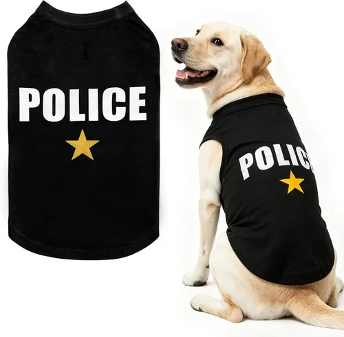 Miniatura 22 de BINGPET Camisas de Perro Policía, Camiseta de Perro Suave de Algodón, Traje Transpirable y Ligero para Perro Camiseta Sin Mangas Chaleco, Ropa