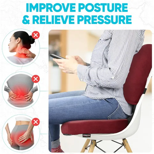 Miniatura 5 de Fortem - Cojín para Silla de Oficina, Cojín Lumbar para Silla de Oficina, Almohada de Apoyo Lumbar para Silla de Oficina, Cojín de Espuma velur rojo