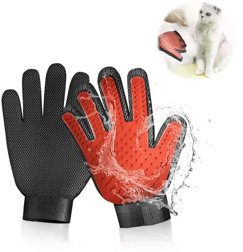 Miniatura 7 de Guante de aseo para mascotas, cepillo removedor de pelo suave y eficiente para mascotas, guantes de masaje para mascotas, mano izquierda y derecha