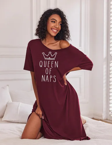 Miniatura 3 de Ekouaer Camisones largos para mujer, cuello redondo, ropa de dormir, ropa de dormir