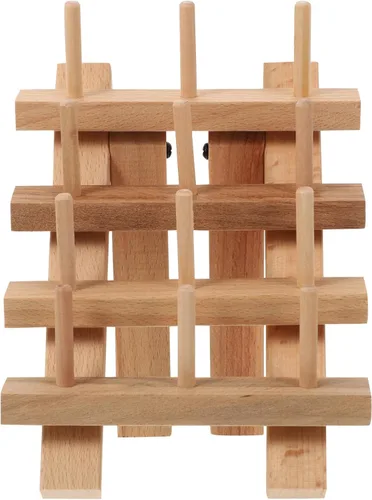 Estante de hilo de madera para 12 carretes/conos, organizador de hilo plegable de madera, organizador de hilo de bordar para coser, bordar,