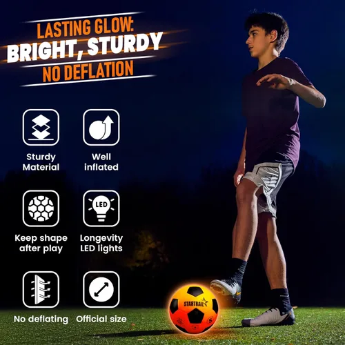 Miniatura 5 de Balón de fútbol iluminado, bola que brilla en la oscuridad NO 5, regalos de fútbol para niños de 8 a 12, 12 a 14 años, ideas de regalo para niños