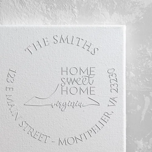 Miniatura 251 de Sello en relieve de dirección personalizado para nuevos propietarios de viviendas, sello redondo de 1-5/8 para dirección de casa, estampado