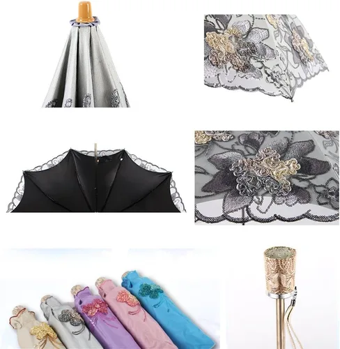 Miniatura 39 de Honeystore - Parasoles de encaje de flores para fiesta de boda, paraguas nupcial de encaje