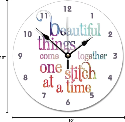 Miniatura 6 de Reloj de pared para tejer uno a la vez, divertido reloj de madera moderno 10 silencioso, sin tictac, de cuarzo, funciona con pilas, para sala