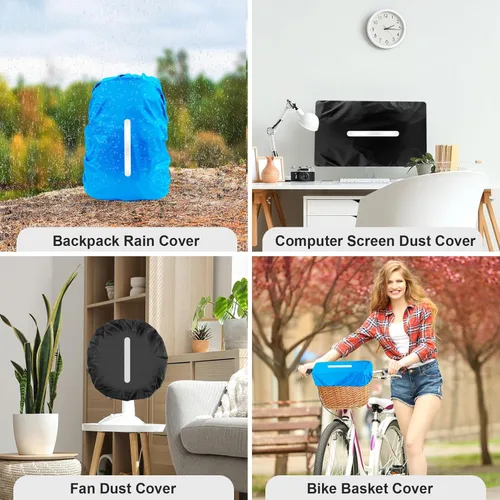 Miniatura 7 de LAMA 2 fundas impermeables de lluvia para mochila, protector reflectante a prueba de lluvia para antipolvo y antirrobo, L 41L-55L negro y azul Negro