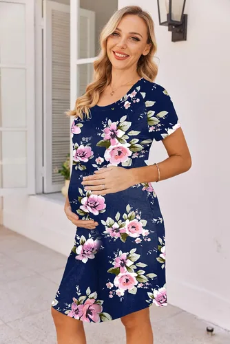 Miniatura 4 de Ekouaer - Vestido 3 en 1 para maternidad, trabajo de parto y lactancia prenda para hospital, para dormir y amamantar.