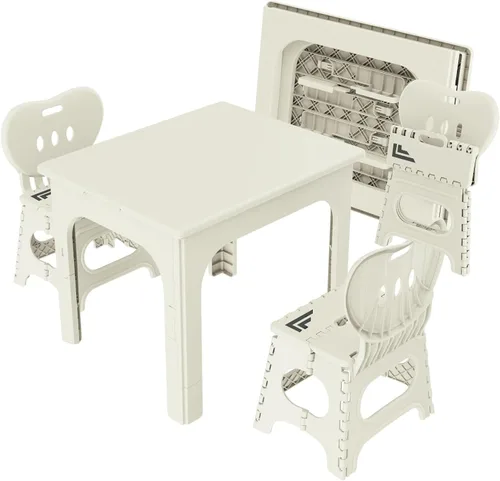 UNICOO Juego de mesa y silla plegable, mesa de actividades portátil de altura ajustable con 2 sillas plegables, para interiores y exteriores, para