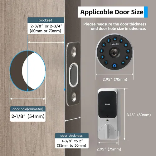 Miniatura 4 de Cerradura de puerta de entrada sin llave con teclado, cerraduras de puerta inteligentes para puerta delantera, cerraduras eléctricas para puerta