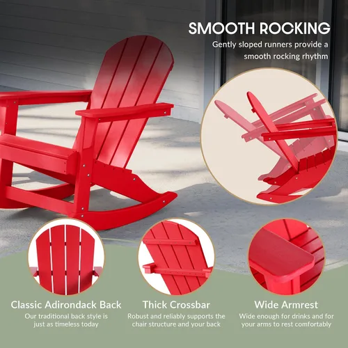 Miniatura 103 de WestinTrends Silla mecedora Malibu de poliéster para exterior/patio Adirondack, Negra