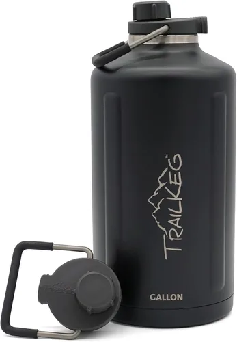 TrailKeg Botella de agua deportiva, 128 onzas, un galón, acero inoxidable aislado al vacío, doble pared, caliente durante 12 horas, fría durante 48